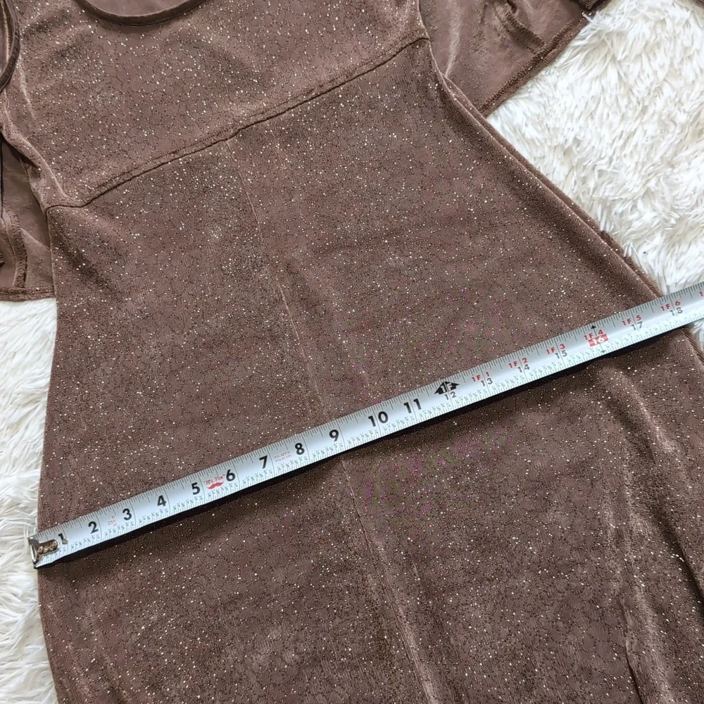 Vintage Rabbit Designs Slinky Gold Sparkly Formal Dress Cardigan Set Size 6 - Picture 16 of 17